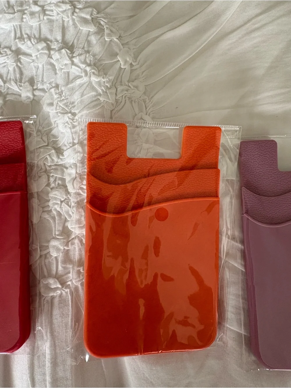 Amazon Silicone Stick-On Card Wallets - Pink, Red, Orange, Mauve